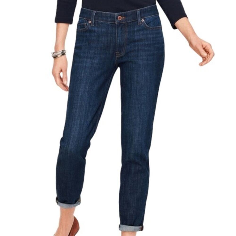 Talbots Jeans Womens Flawless Girlfriend Blue Plus Size 22 WP Stretch Dark Wash